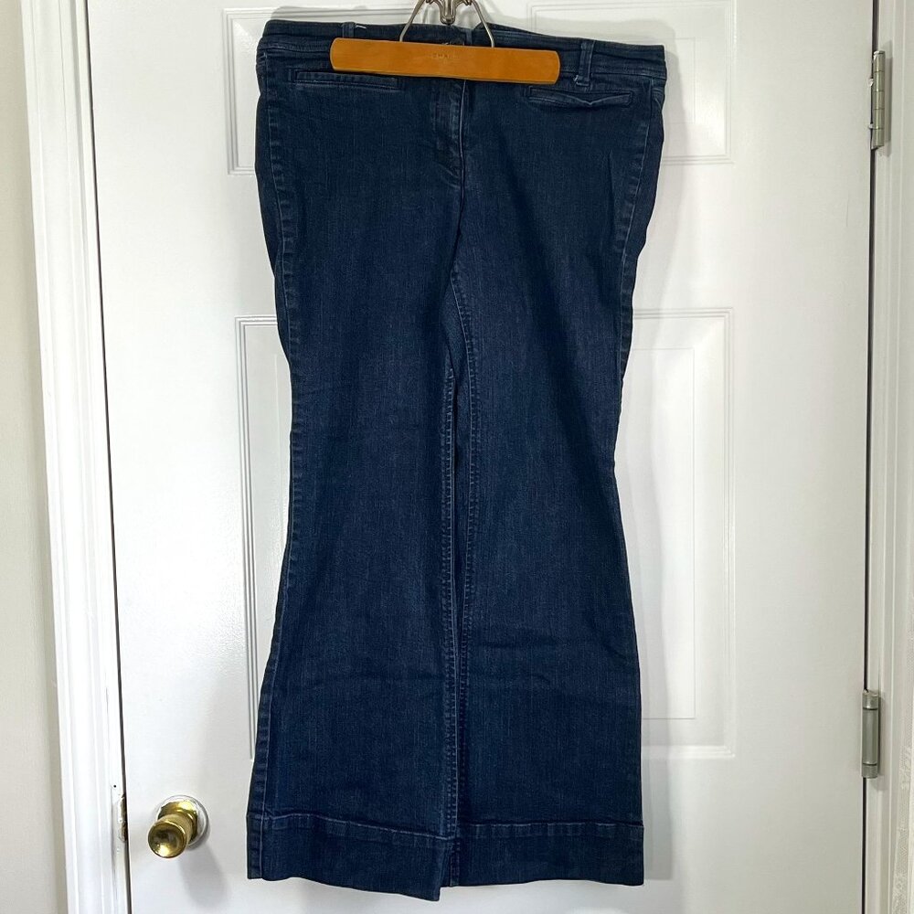 New York & Company Low Rise Flare Dark Blue Jean Size 14 - Picture 5 of 8